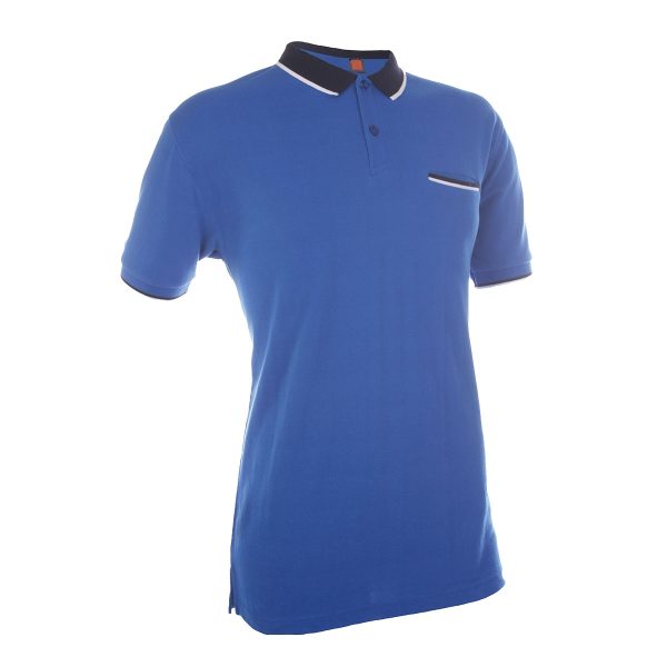 Honeycomb CVC Polo Shirt Tipped Collar and Cuff - Image 2
