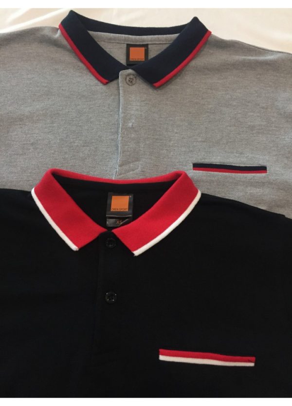 Honeycomb CVC Polo Shirt Tipped Collar and Cuff - Image 4