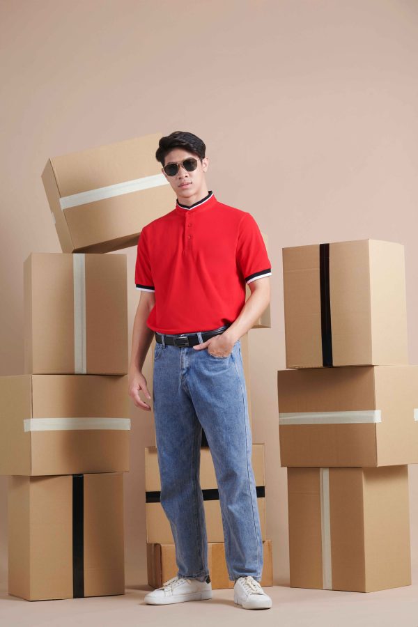 Honeycomb CVC Stand Collar Polo Shirt - Image 3