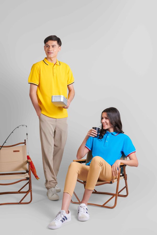 Honeycomb CVC Polo Shirt Tipped Collar and Cuff - Image 3